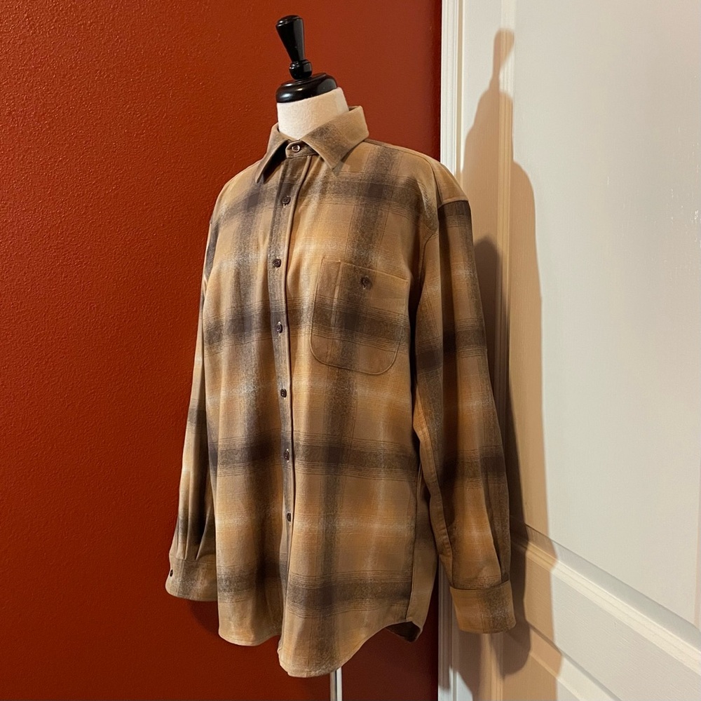 Pendleton‎ Men’s Trail Plaid Wool Button Down Elbow Patched Long Sleeve Flannel